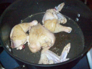 Frying chicken for soup