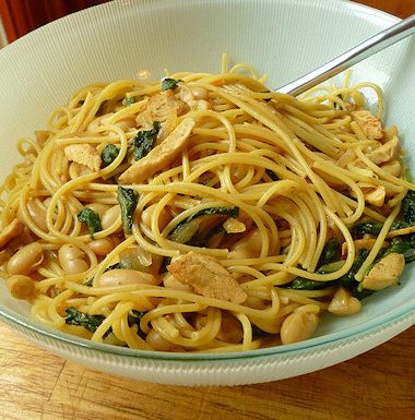 chicken spinach and cannellini bean pasta