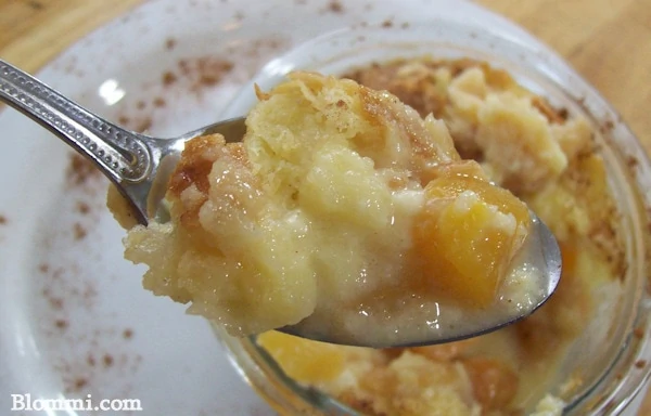 croissant bread pudding with peaches