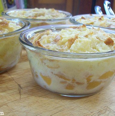 peaches and cream croissant bread pudding recipe