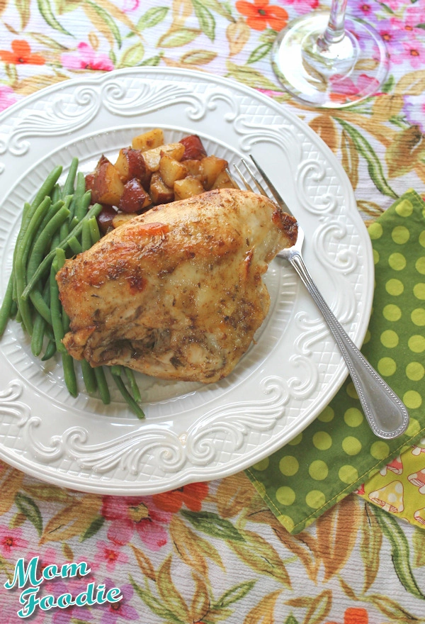 roast chicken and potatoes