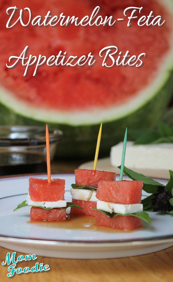 Watermelon Feta Appetizer Bites With Basil Syrup