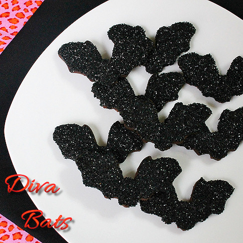 black sparkle bat cookies
