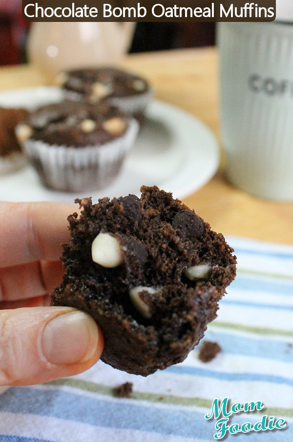 chocolate bomb oatmeal muffins