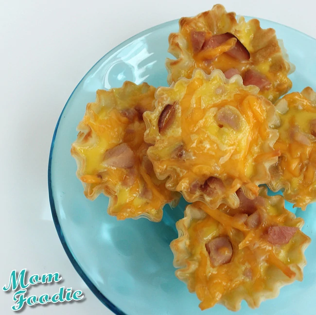 Ham and Cheese phyllo breakfast cups