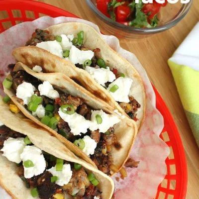 vegetarian bean burger tacos