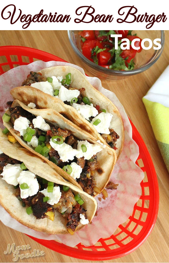 vegetarian bean burger tacos