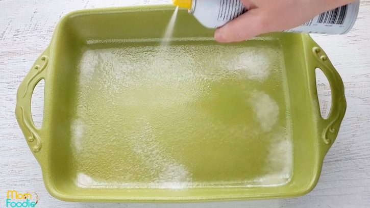 coat baking dish with non-stick cooking spray