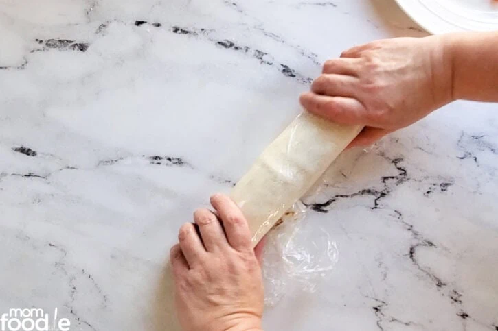 Wrap the roll up well to place in freezer.