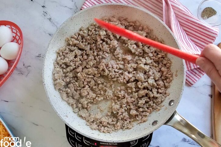 lightly browned crumbled pork sausage