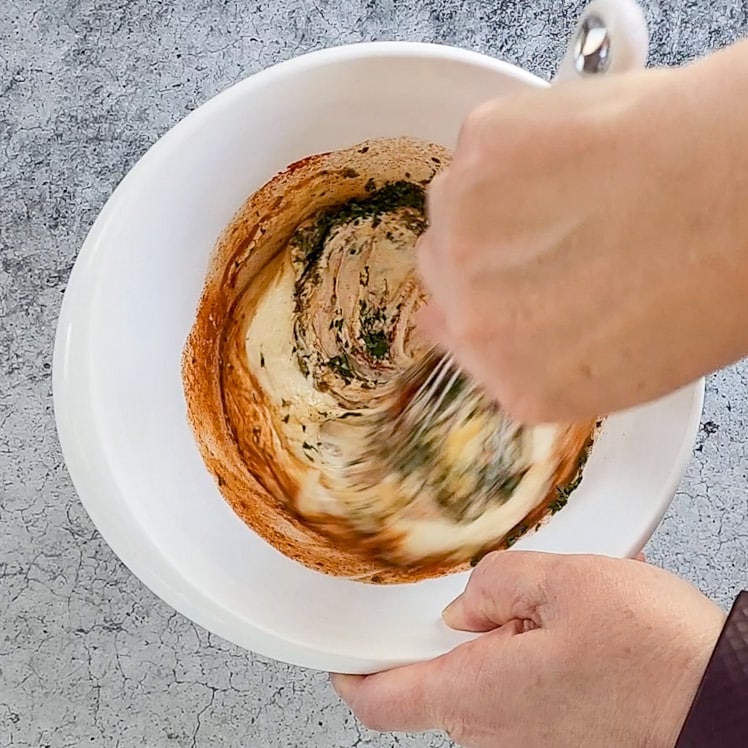 mixing the ingredients together