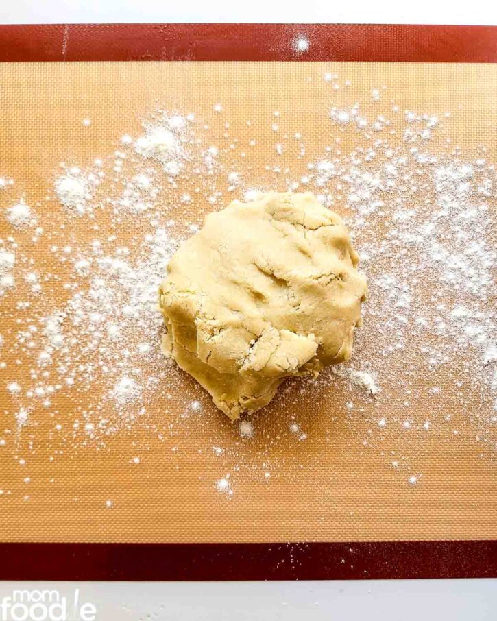 dough on floured surface.