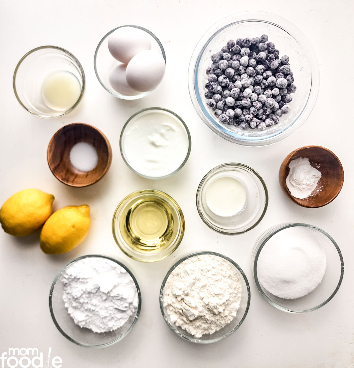 ingredients for lemon blueberry cake