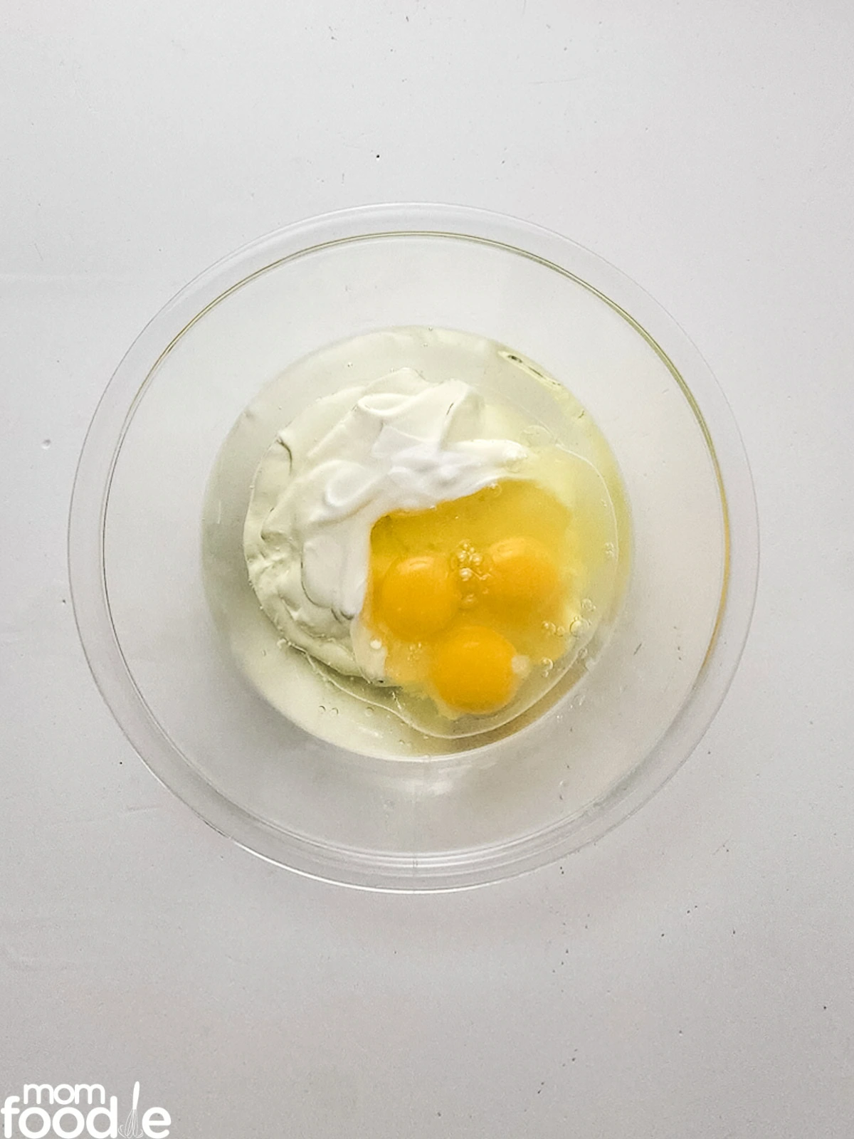 wet ingredients in mixing bowl