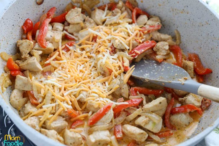 stir the shredded cheese in to finish sauce.