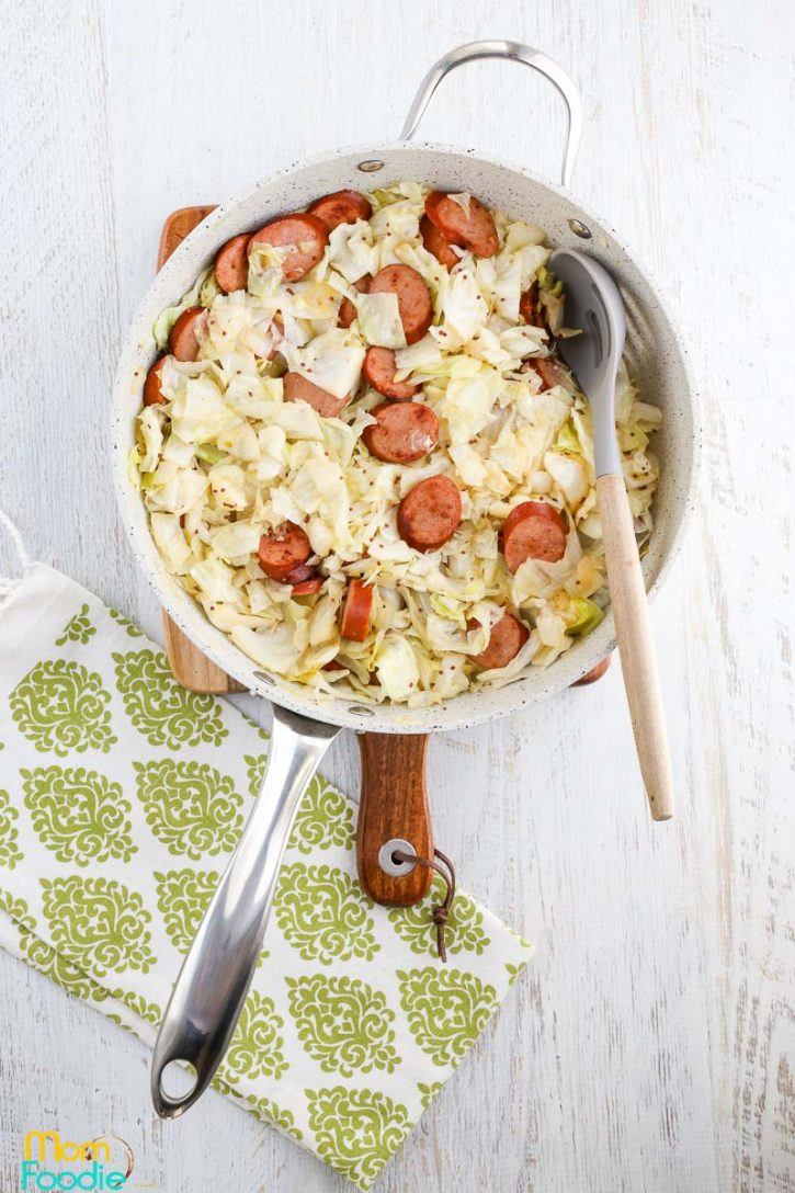 polish sausage Skillet with sautéed cabbage