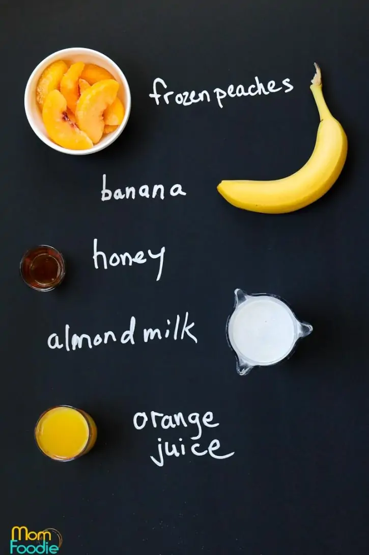ingredients for peach banana smoothie