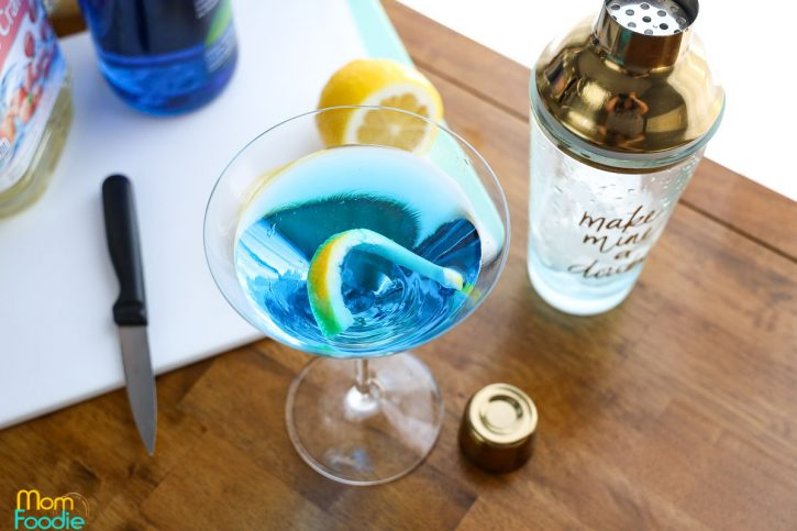 lemon twist in blue drink