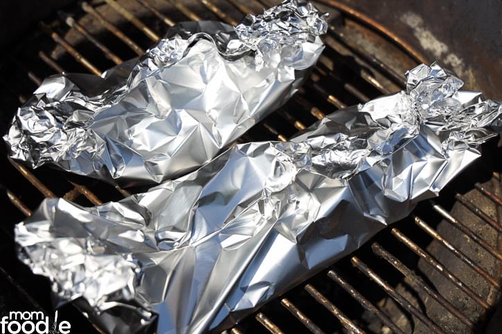 salmon in foil on grill