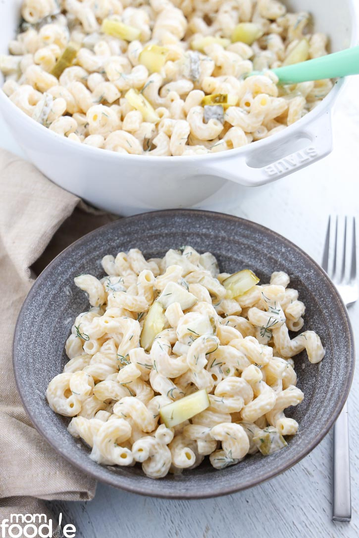 pickle pasta salad in bowl