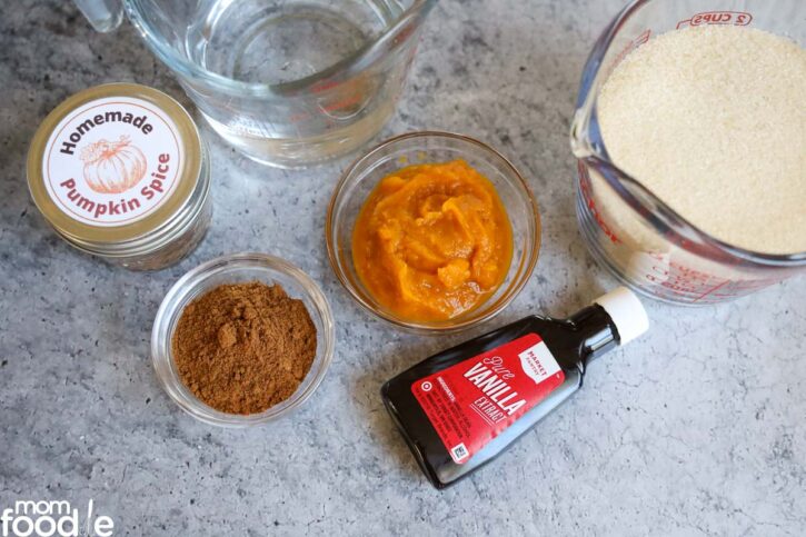 Ingredients for Pumpkin Spice syrup