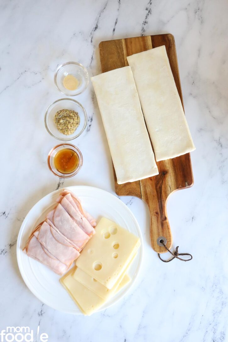 Ingredients for ham and cheese Pinwheel appetizer