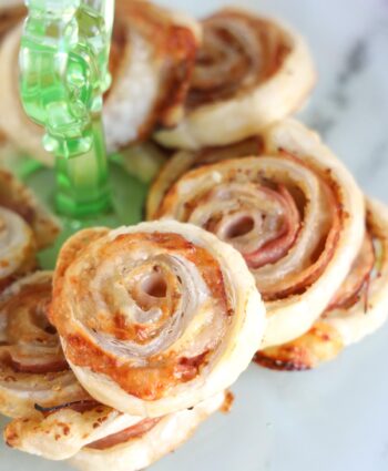 Ham and Cheese Pinwheels Appetizer recipe on serving dish