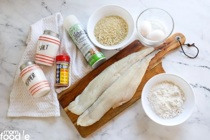 Ingredients for air fryer fish, haddock