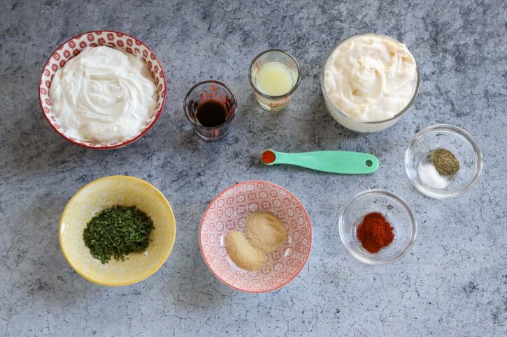 Ingredients for seasoned sour cream champps copycat recipe