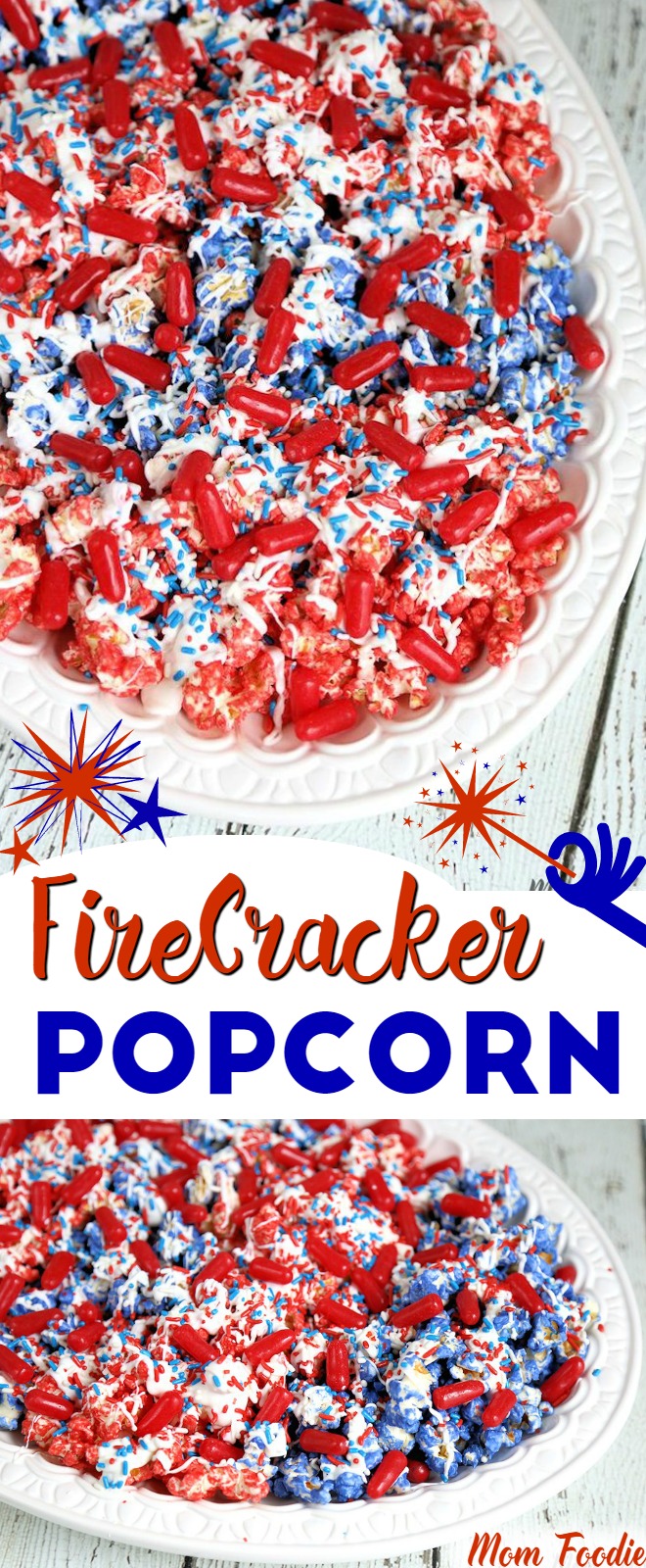 4th of July Popcorn Recipe - Red White & Blue Popcorn for Fourth of July and Memorial day. 