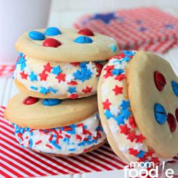 4th of july red white and blue ice cream sandwiches