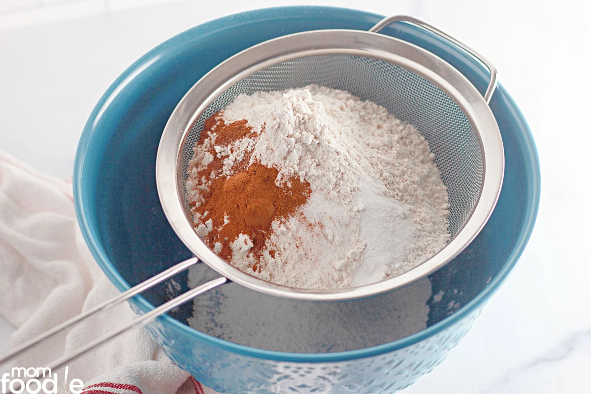 sift dry ingredients for cake
