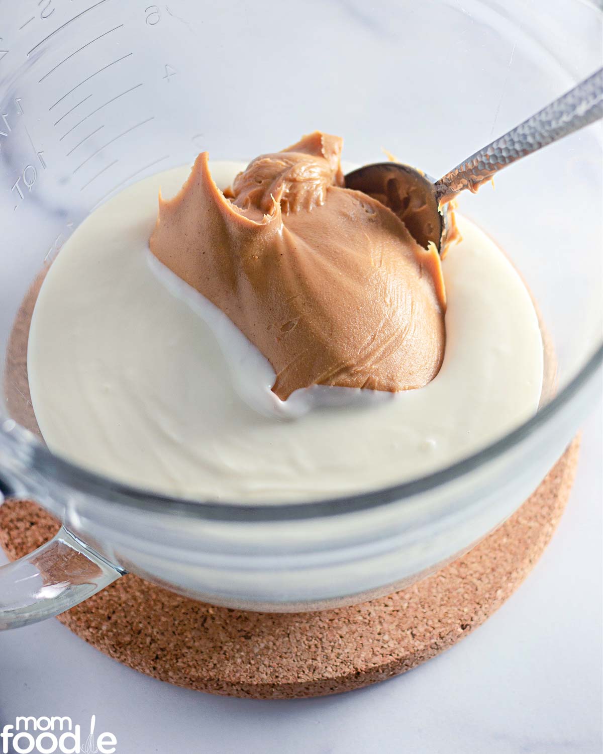 peanut butter and melted white chocolate.