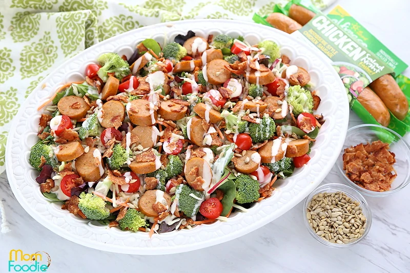 Bacon ranch salad with chicken sausage