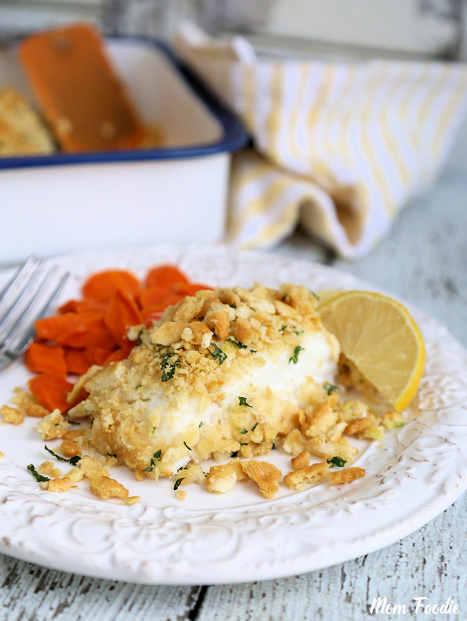 baked fish with ritz cracker topping