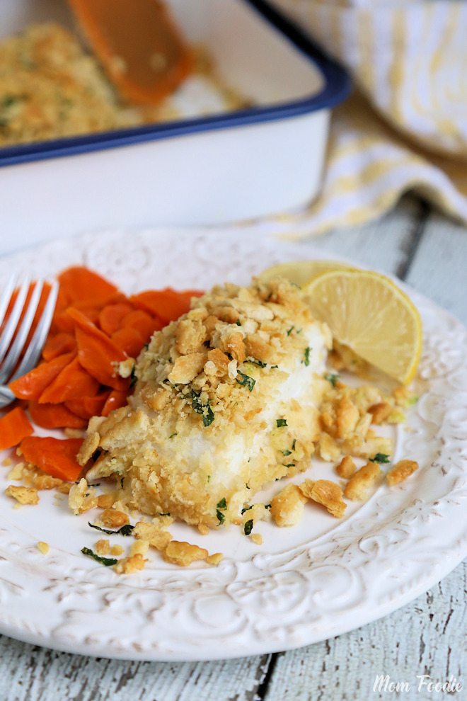 Baked Cod with Ritz Cracker Topping New England Style