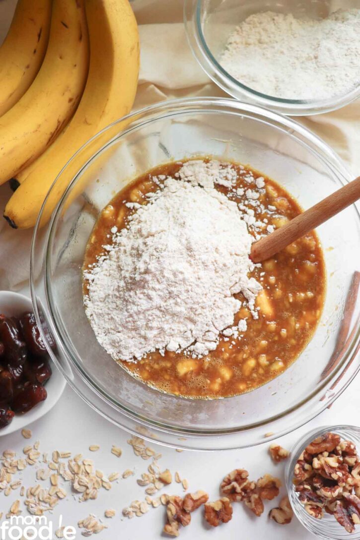 dry mixture added to the batter.