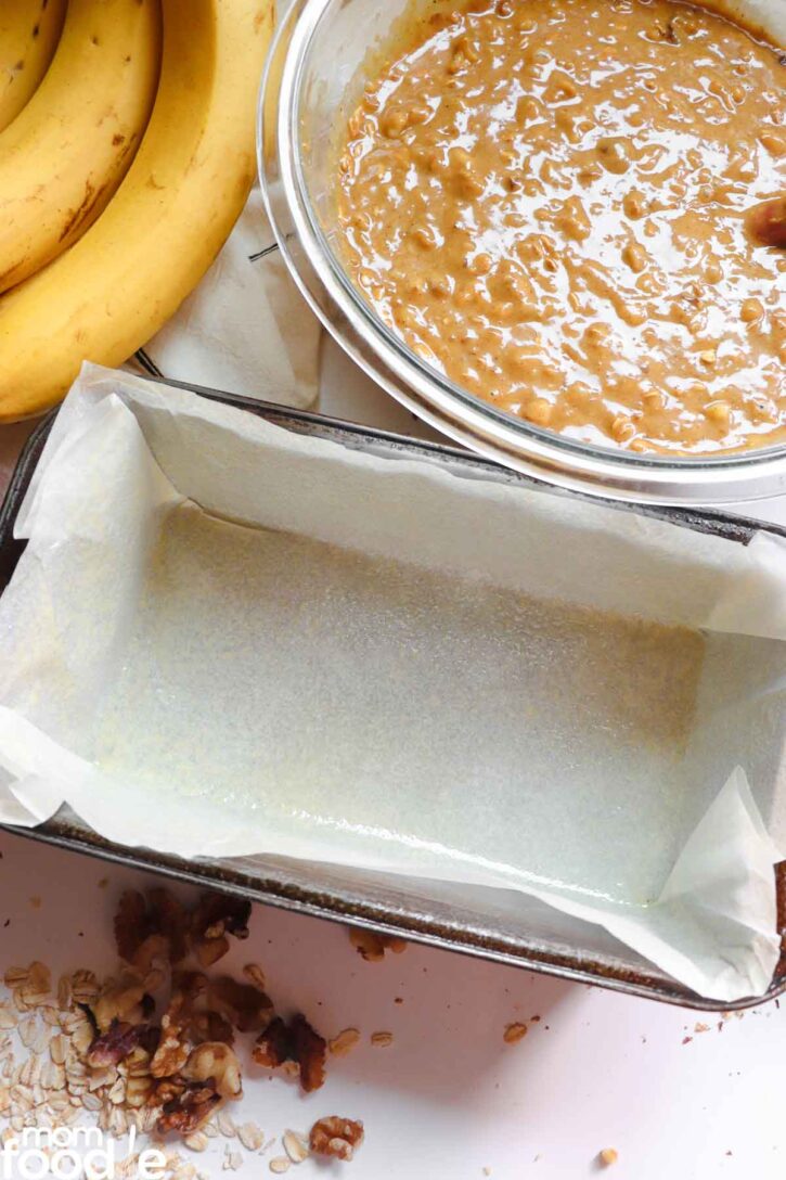 parchment lined loaf pan.