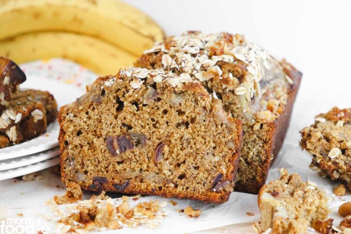 slices of banana date nut bread.