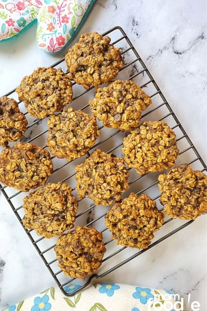 Banana Oatmeal cookies on cooling rack