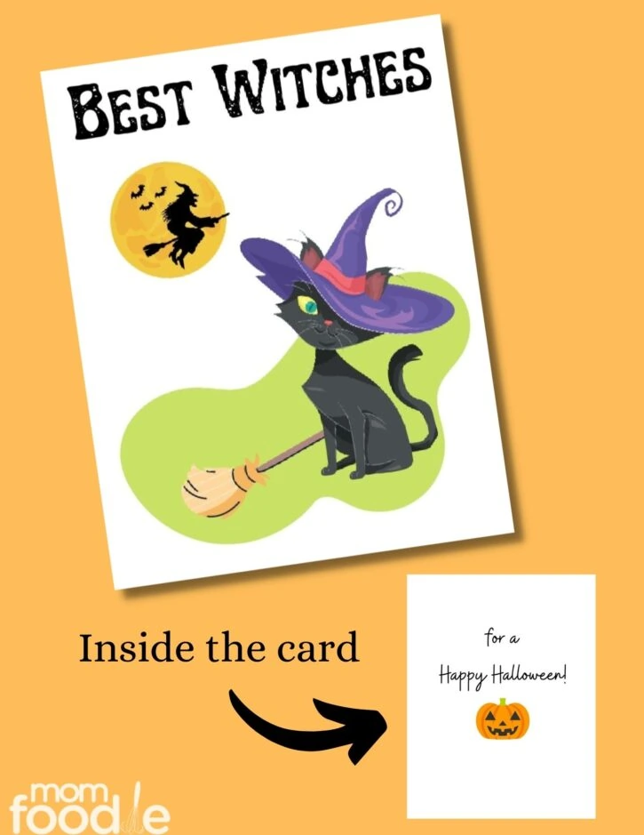 Halloween card with black cat