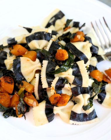 Black & White Farafalle with Butternut Squash & Kale