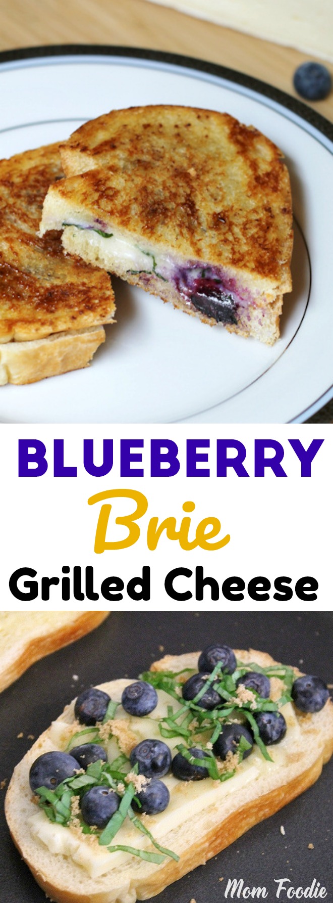 Blueberry Brie Grilled Cheese with basil and brown sugar