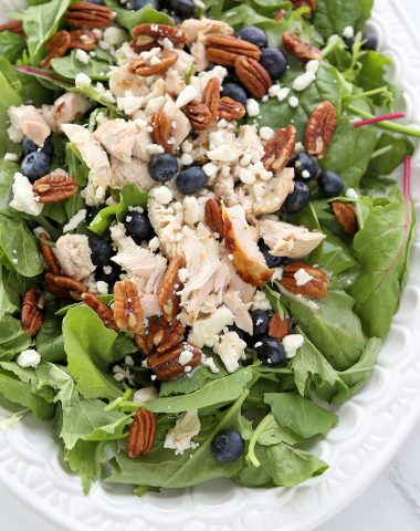 Blueberry Chicken salad with feta and pecans