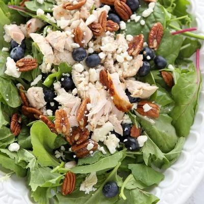 Blueberry Chicken salad with feta and pecans