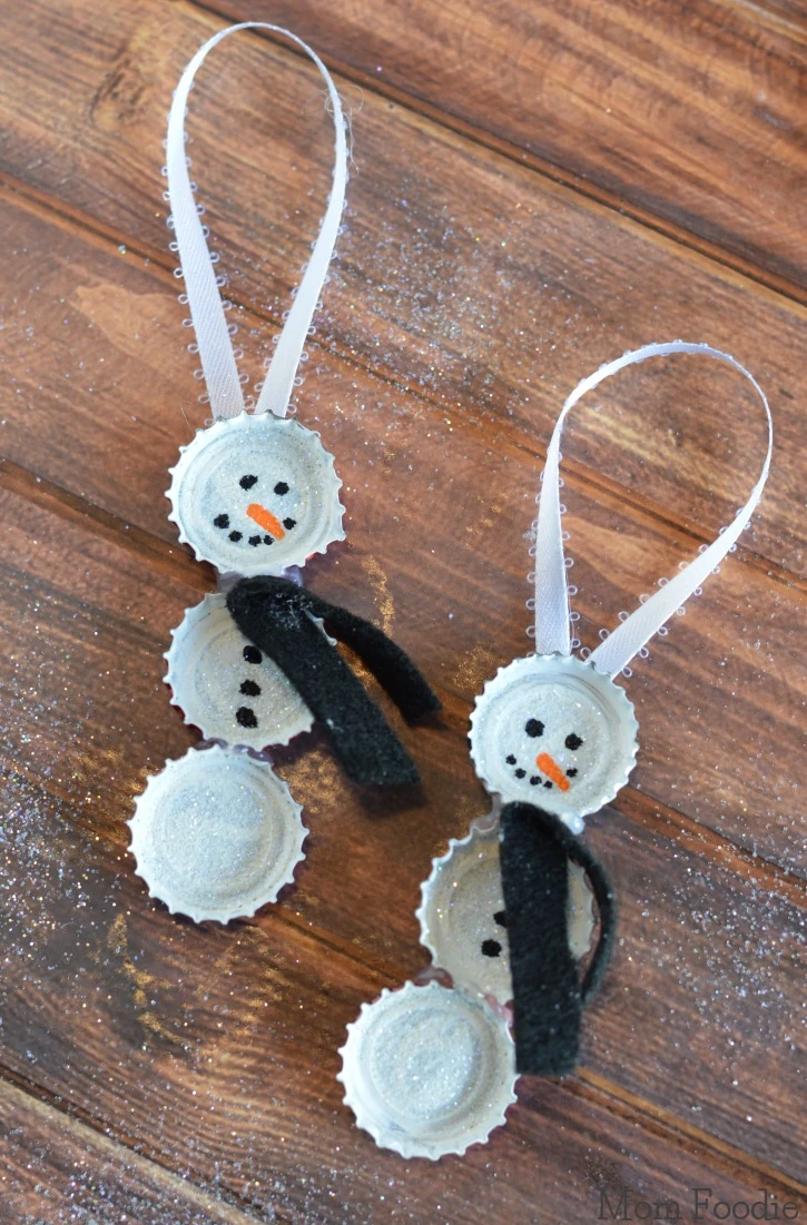 Christmas Bottle Cap Snowman Ornament for Kids