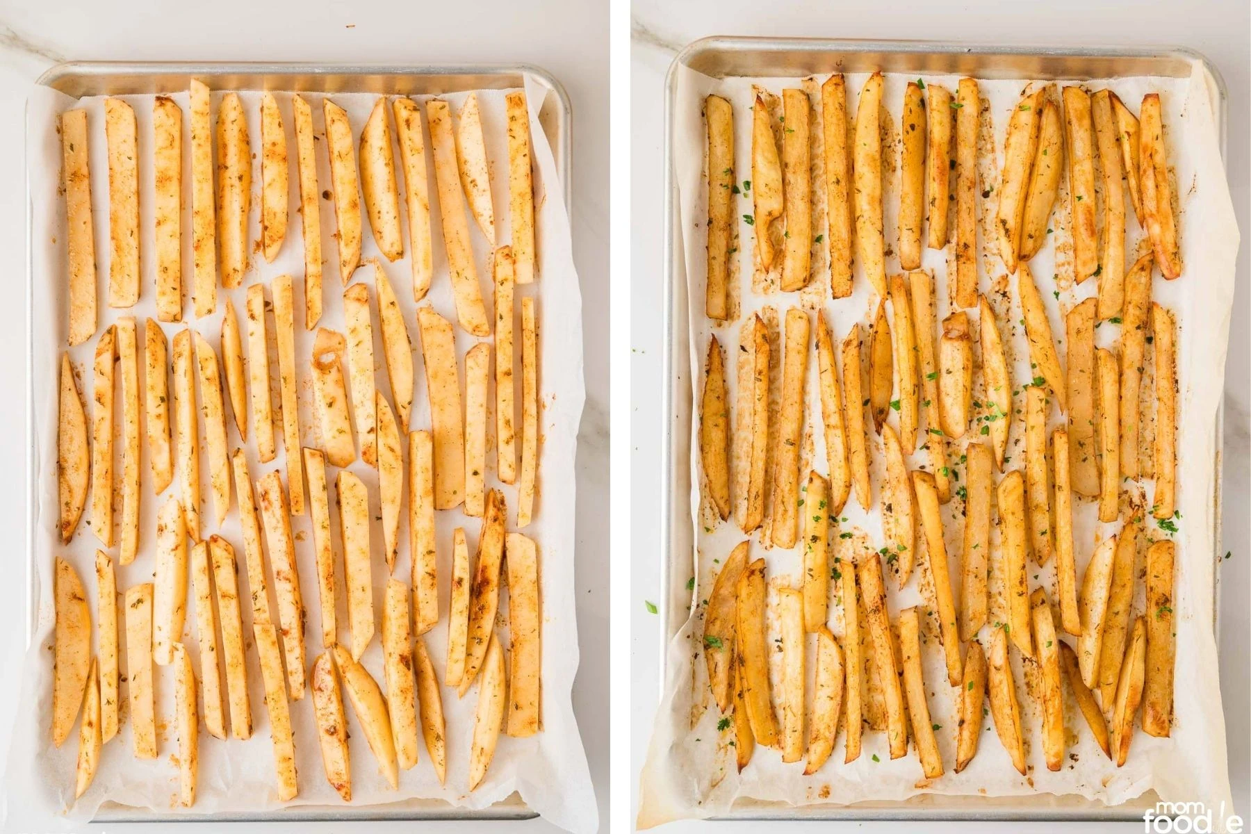 Cajun fries before and after baking