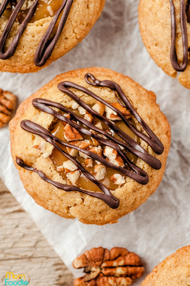 Caramel Cookie Cups with Chocolate and Nuts