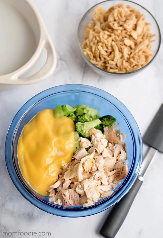 Chicken Broccoli Cheese Casserole mixing