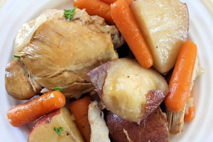 Chicken Thighs with Potatoes and Carrots in Slow Cooker